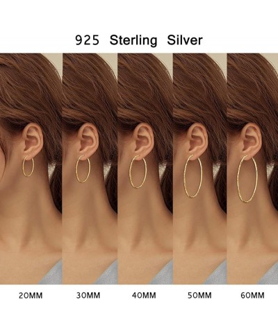 925 Sterling Silver Circle Endless Hoop Earrings for Women Girls 20 30 40 50 60 70mm B-30MM Gold Plated $13.23 Earrings