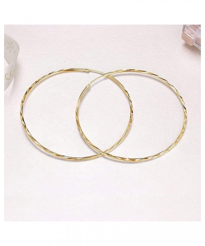 925 Sterling Silver Circle Endless Hoop Earrings for Women Girls 20 30 40 50 60 70mm B-30MM Gold Plated $13.23 Earrings