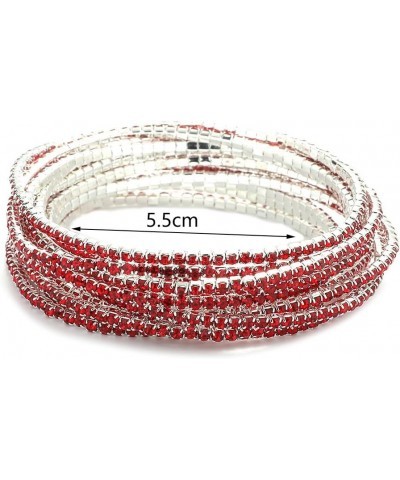 9PCS Rhinestone Stretch Bracelet for Women Multilayer Boho Stackable Bracelet for Women Stacking Tennis Bracelet Rhinestone B...