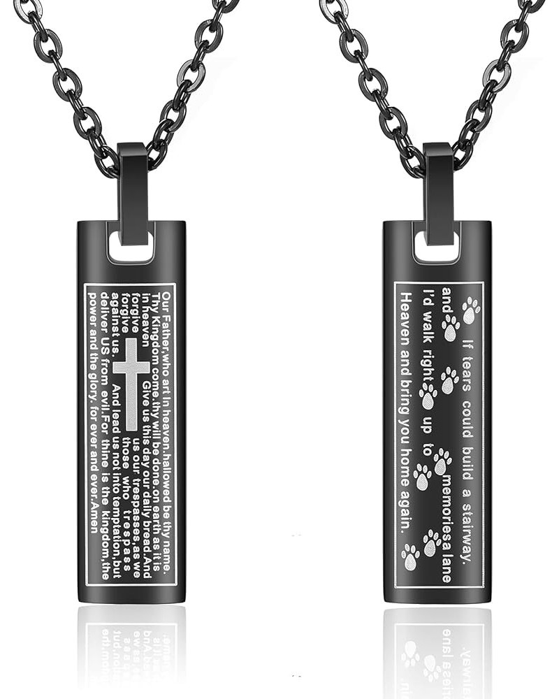 Memorial Cross Pendant Urn Necklaces for Ashes Stainless Steel Keepsake Version Lord's Prayer Pendant Necklace ZH3(Black) $7....