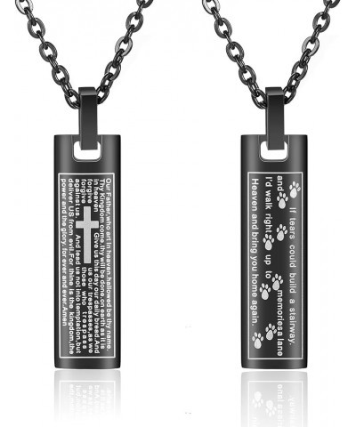 Memorial Cross Pendant Urn Necklaces for Ashes Stainless Steel Keepsake Version Lord's Prayer Pendant Necklace ZH3(Black) $7....