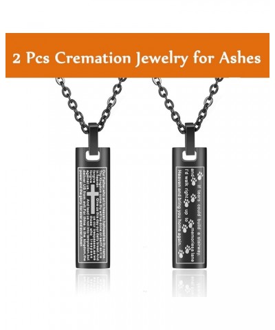 Memorial Cross Pendant Urn Necklaces for Ashes Stainless Steel Keepsake Version Lord's Prayer Pendant Necklace ZH3(Black) $7....