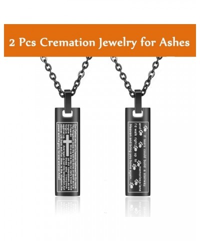 Memorial Cross Pendant Urn Necklaces for Ashes Stainless Steel Keepsake Version Lord's Prayer Pendant Necklace ZH3(Black) $7....