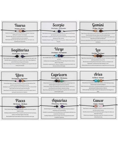 Zodiac Bracelets Braided Rope Natural Stone Healing Gemstone Crystal 12 Constellation Bracelet for Women Jewelry Aries $8.24 ...