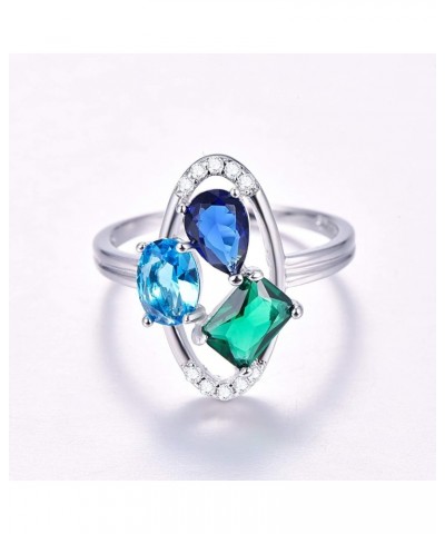 925 Sterling Silver Created Morganite Filled Statement Ring Band A-Blue $4.39 Rings