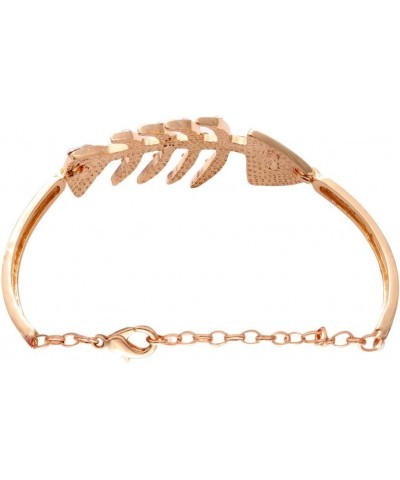 Crystal Fish Bone Cuff Bangle Adjustable Bracelet Animal Jewelry for Women rose gold $10.01 Bracelets