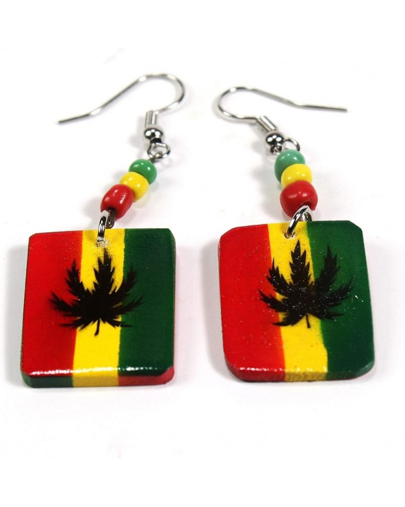 Women Rasta Wooden Earrings Reggae Jamaica African Queen Style 6 Pcs Marijuana Set $11.67 Earrings