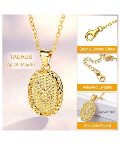 Gold Plated Zodiac Sign Pendant Necklace for Women Mens 12 Constellation Astrology Horoscope Medallion Pendant 20 Inch 01.Tau...