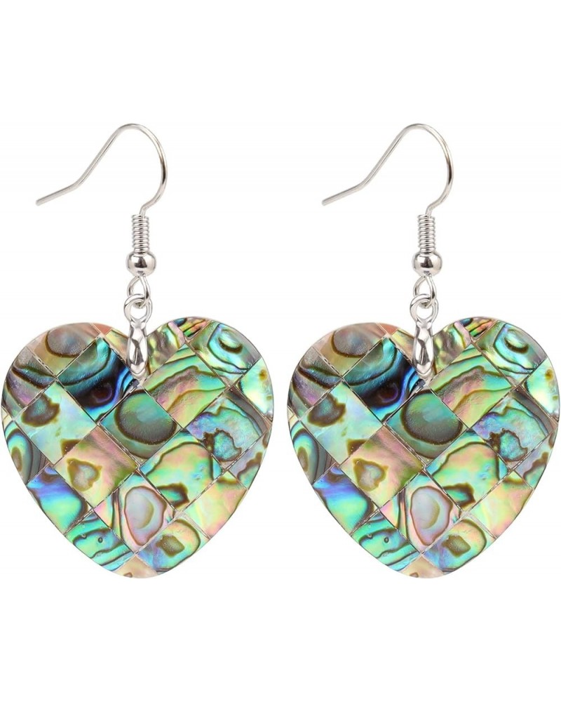 Abalone Shell Dangle Drop Earrings Natural Iridescent Dangling Earrings for Women Girls Heart $8.09 Earrings