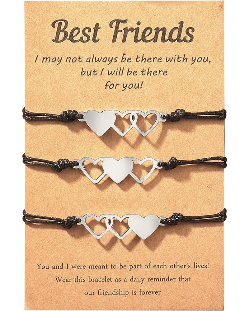 2/3/4/5/6Pcs Friendship Bracelets for Girls Matching Heart Bracelets for Best Friends Best Friend Galentines Day Gifts H:3 pc...