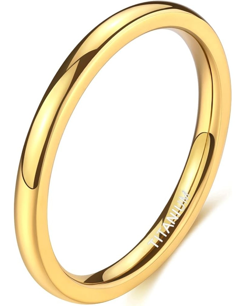 2mm 4mm 6mm Gold Titanium Ring Plain Dome High Polished Wedding Band Comfort Fit Size 3-13.5 2mm 5.5 $9.17 Rings