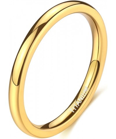 2mm 4mm 6mm Gold Titanium Ring Plain Dome High Polished Wedding Band Comfort Fit Size 3-13.5 2mm 5.5 $9.17 Rings