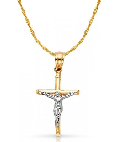 14K Two Tone Gold Jesus Crucifix Cross Pendant with 1.2mm Singapore Chain Necklace 18.0 Inches $89.30 Necklaces