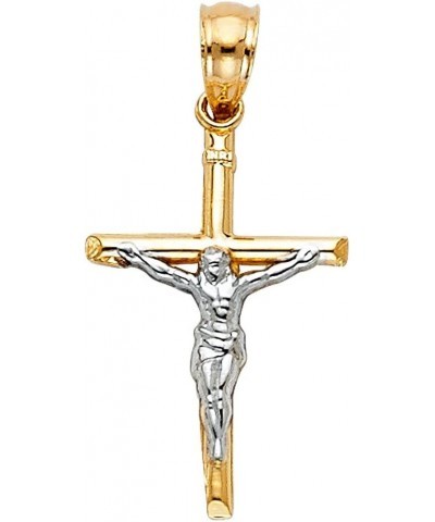 14K Two Tone Gold Jesus Crucifix Cross Pendant with 1.2mm Singapore Chain Necklace 18.0 Inches $89.30 Necklaces