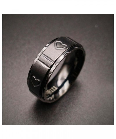 Matching Rings His and Her Rings Couple Rings Titanium Steel Wedding Band Heart Wedding Ring Black women size6 & men size8 $1...