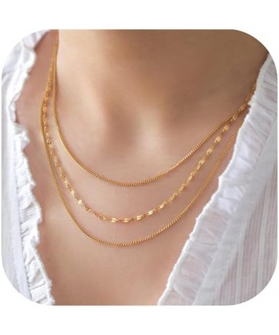 Gold Chain Necklaces for Women - 14k Gold Plated Chain Necklace Simple Layered Necklaces Cuban Paperclip Rope Chain Gold Chok...