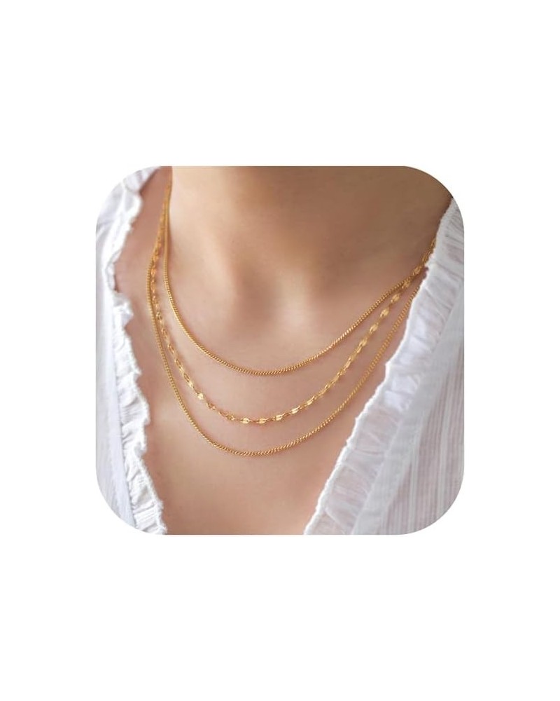 Gold Chain Necklaces for Women - 14k Gold Plated Chain Necklace Simple Layered Necklaces Cuban Paperclip Rope Chain Gold Chok...