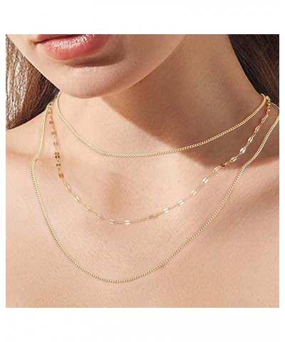 Gold Chain Necklaces for Women - 14k Gold Plated Chain Necklace Simple Layered Necklaces Cuban Paperclip Rope Chain Gold Chok...