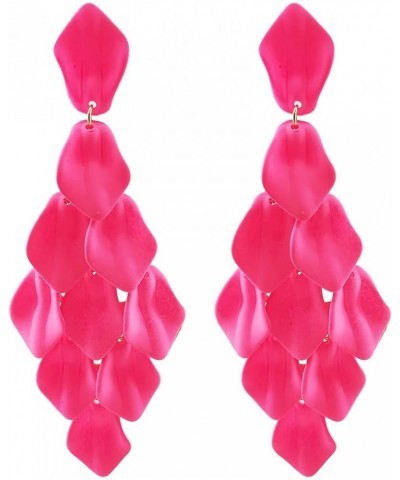 Arcylic Statement Big Earrings, Large Long Fashion Petal Chandelier Dangle Earrings for Women Hot Pink $9.35 Earrings