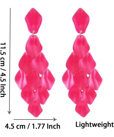 Arcylic Statement Big Earrings, Large Long Fashion Petal Chandelier Dangle Earrings for Women Hot Pink $9.35 Earrings