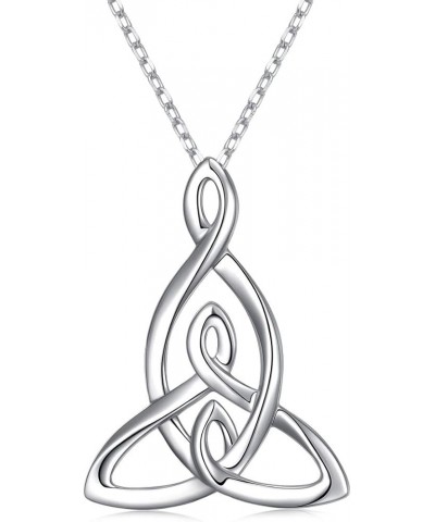 925 Sterling Silver Celtic Motherhood Knot Necklace Jewelry for Women Mom Birthday Gift 02_Mother and Two Children Knot Neckl...