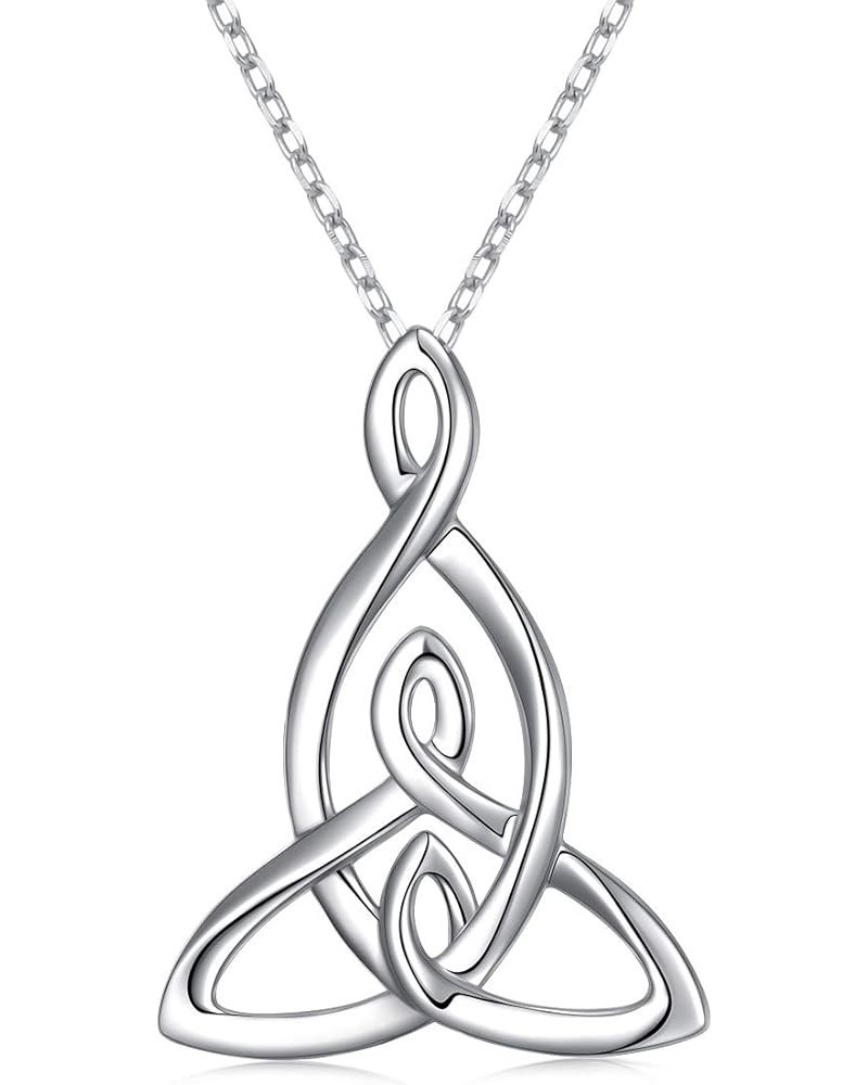 925 Sterling Silver Celtic Motherhood Knot Necklace Jewelry for Women Mom Birthday Gift 02_Mother and Two Children Knot Neckl...