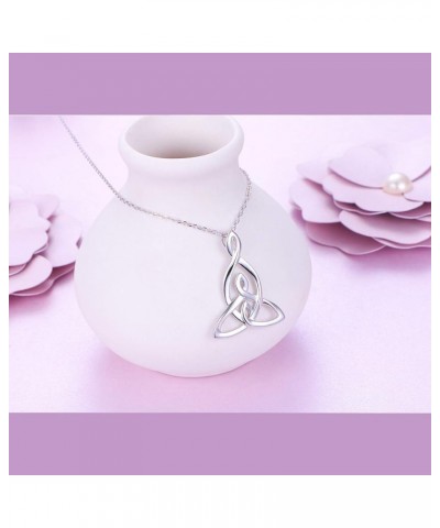 925 Sterling Silver Celtic Motherhood Knot Necklace Jewelry for Women Mom Birthday Gift 02_Mother and Two Children Knot Neckl...