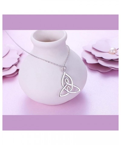 925 Sterling Silver Celtic Motherhood Knot Necklace Jewelry for Women Mom Birthday Gift 02_Mother and Two Children Knot Neckl...