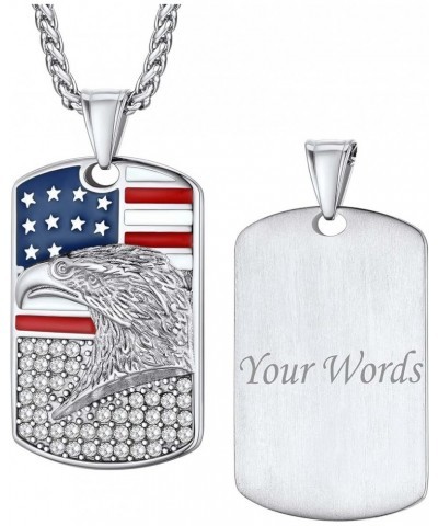 American Flag Patriotic Necklace Heavy Thick Stainless Steel Dog Tag Pendant for Men Boy Women, Great Gift for Naturalization...