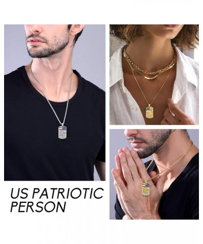 American Flag Patriotic Necklace Heavy Thick Stainless Steel Dog Tag Pendant for Men Boy Women, Great Gift for Naturalization...