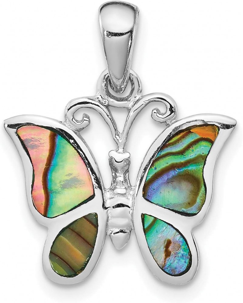 Sterling Silver Rhodium-plated Abalone Butterfly Pendant $20.99 Necklaces