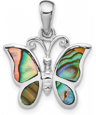 Sterling Silver Rhodium-plated Abalone Butterfly Pendant $20.99 Necklaces