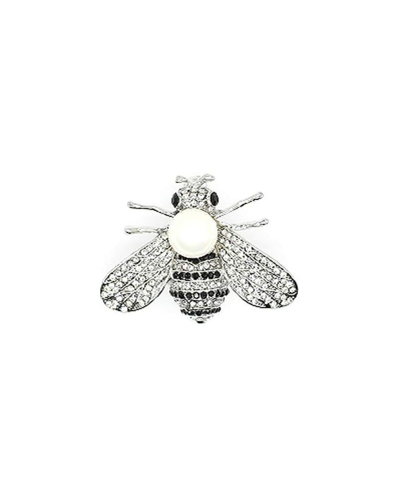 Honey Bee Brooches Crystal Insect Themed Bee Brooch Animal Fashion Shell Pearl Brooch Pin Gold Tone Platinum White Pearl $8.3...