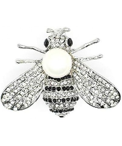 Honey Bee Brooches Crystal Insect Themed Bee Brooch Animal Fashion Shell Pearl Brooch Pin Gold Tone Platinum White Pearl $8.3...