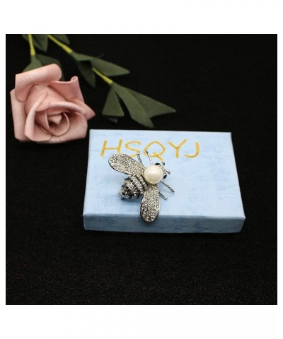 Honey Bee Brooches Crystal Insect Themed Bee Brooch Animal Fashion Shell Pearl Brooch Pin Gold Tone Platinum White Pearl $8.3...