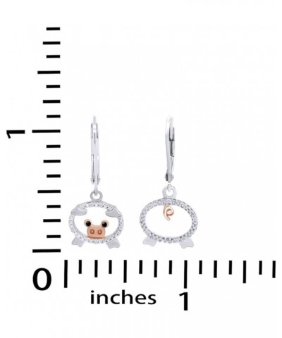 Round Cut Enhanced Black & White Natural Diamond Accent Pig Lever Back Dangle Earrings For Women In 14k Gold Plated 925 Sterl...