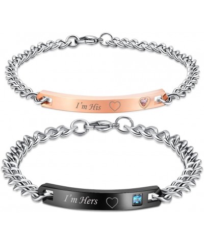 Mens and Womens Couple Stainless Steel Bracelets,Best Gift Ideas for Wife Husband i'm his i'm hers $10.79 Bracelets