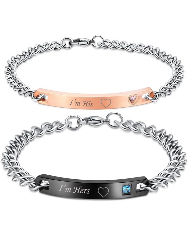 Mens and Womens Couple Stainless Steel Bracelets,Best Gift Ideas for Wife Husband i'm his i'm hers $10.79 Bracelets