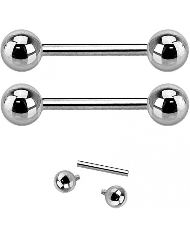 G23 Implant Grade Solid Titanium Internally Threaded Barbells, Sold as a Pair 14GA - 1 & 1/2" Length - 4mm Ball Size $9.02 Bo...