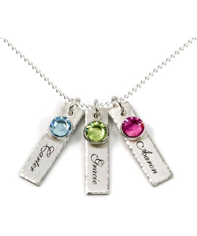 Unity in Three Personalized Charm Necklace. Customize 3 Sterling Silver Rectangular Pendants with Names of Your Choice. Gifts...