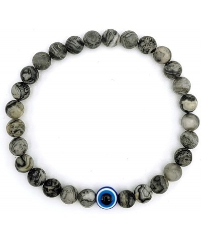 Natural Stone Agate Elastic Evil Eye Bracelet Kit with Charms Adjustable for Men Boyfriend for Gift Boys Stretch Bracelet for...