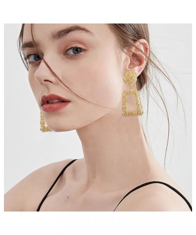 Gold Statement Geometric Dangle Earrings Big Rectangle Drop Earrings for Women Fashion Large Stud Earrings for Girls Gold $6....