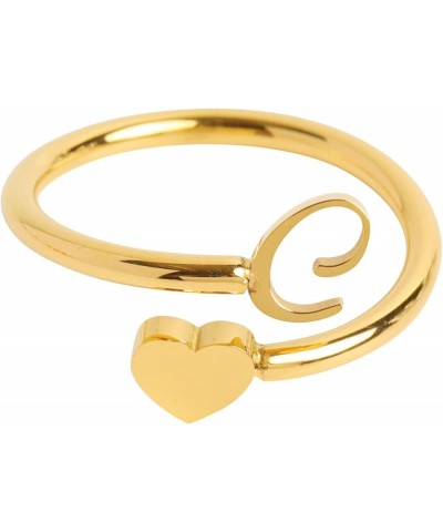 Gold Plated Initial Heart Ring Stackable Rings for Women, Adjustable Ring Heart Initial Rings for Women Teen Girls C $5.82 Rings