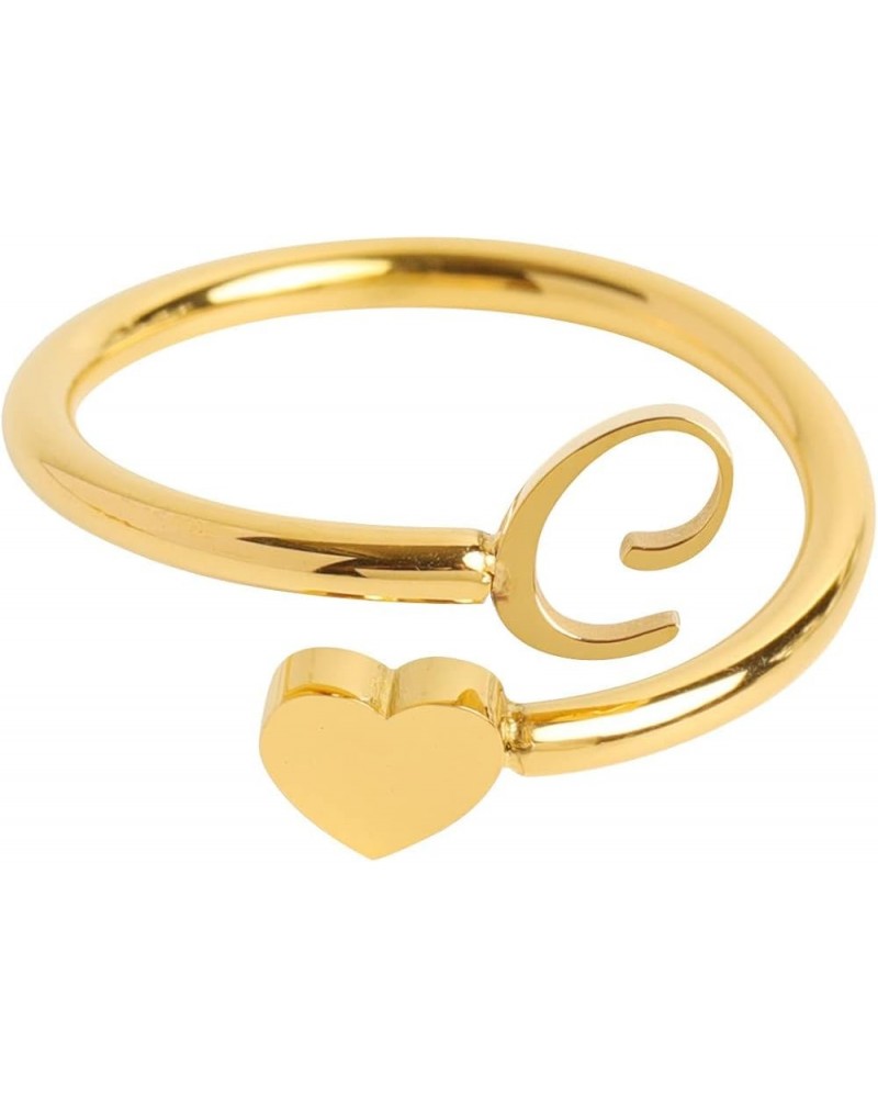 Gold Plated Initial Heart Ring Stackable Rings for Women, Adjustable Ring Heart Initial Rings for Women Teen Girls C $5.82 Rings