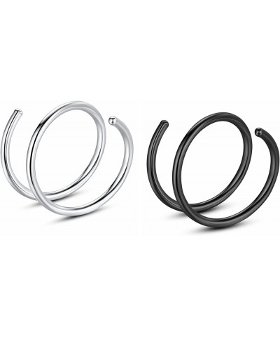 316L Stainless-Steel Piercing-Ring Hinged Nose-Rings-Hoop : 20G 18G 20g 14G Womens and Mens Body Pierecing Ring Segment Click...