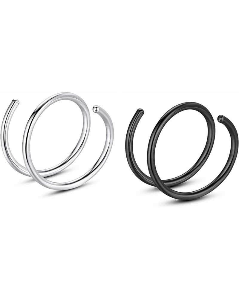 316L Stainless-Steel Piercing-Ring Hinged Nose-Rings-Hoop : 20G 18G 20g 14G Womens and Mens Body Pierecing Ring Segment Click...