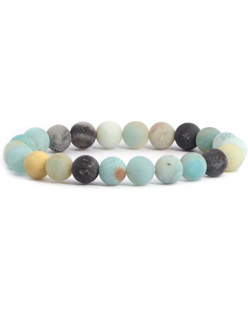 Gem Semi Precious Gemstone 8mm Round Beads Stretch Bracelet 7 Inch Unisex Matt Multicolor Amazonite $7.69 Bracelets