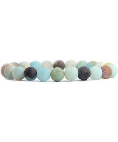 Gem Semi Precious Gemstone 8mm Round Beads Stretch Bracelet 7 Inch Unisex Matt Multicolor Amazonite $7.69 Bracelets