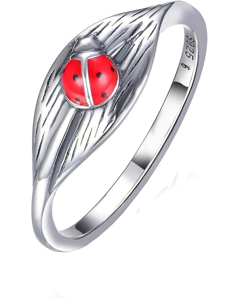 Lovely 925 Sterling Silver Ring for Women Girls Zirconia Band Ring Statement Rings for Birthday Wedding Gift Red $10.91 Rings