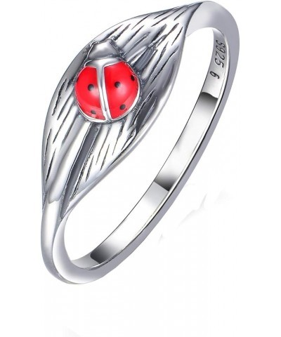 Lovely 925 Sterling Silver Ring for Women Girls Zirconia Band Ring Statement Rings for Birthday Wedding Gift Red $10.91 Rings